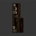 Sturdy Wooden Bookshelves With Small Stool Stacked Books And Decorative Items
