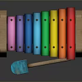 Colorful Wooden Xylophone with Colorful Keys and Blue Mallet for Kids