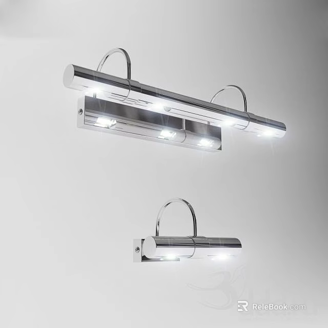 Modern Indoor Wall Lights With Metallic Silver Finish And Multiple LED Bulbs 3d model 