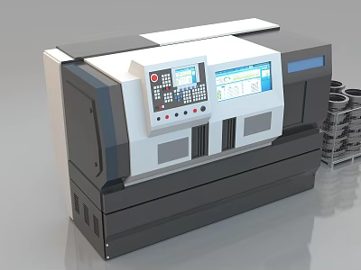 CNC Lathe Industrial Machine with Digital Control Panel and Display for Precision Metalworking 3d model