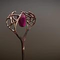 Wizard Magical Staff With Pink Gem And Golden Branch Creature Design