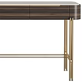 Modern Minimalist Dressing Table With Dark Wood Cabinet And Gold Metal Legs