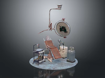 Miniature Medical Setup With Surgical Table Surgical Lamp And Instrument Stand 3d model