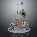 Miniature Medical Setup With Surgical Table Surgical Lamp And Instrument Stand