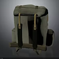 Vintage Canvas Backpack With Black And Yellow Straps And Retro Design Details