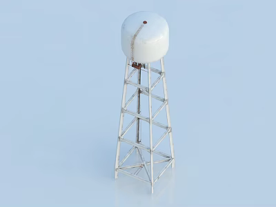 Industrial Equipment Featuring White Water Tower And Tall Metal Frame Structure 3d model
