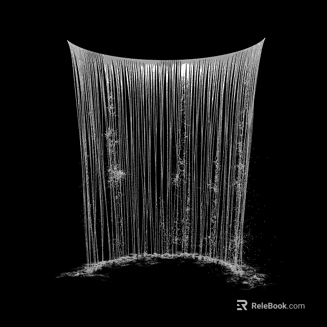 Modern Garden Landscape With Flowing Water Curtain Feature And Elegant Design Elements 3d model 