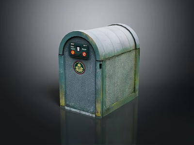Industrial Control Panel Equipment With Textured Surface Buttons Indicator Lights And Circular Logo 3d model