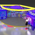 Vibrant Super Star Stage Design With Neon Lights LED Screens And Colorful Decorations