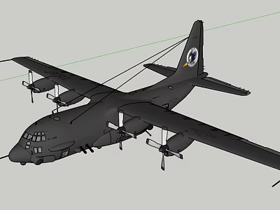 Military Fighter Jet Featuring Black Body Four Propellers Wing Mounted Weapons And Tail Emblem 3d model