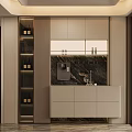 Elegant Modern Sideboard With Marble Top Glass Display Cabinets And LED Lighting