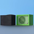 Practical Household Storage Boxes In Black And Green With Striped Design