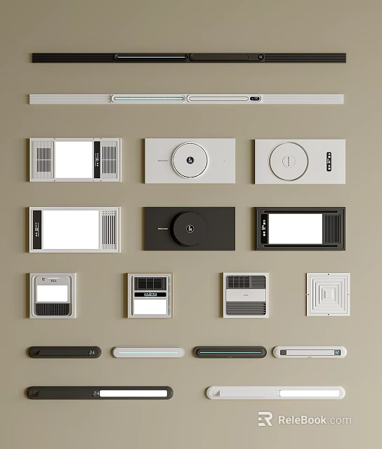 Various Electrical Switch Panel Designs With Square Round Shapes And White Black Finishes 3d model 