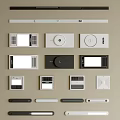 Various Electrical Switch Panel Designs With Square Round Shapes And White Black Finishes