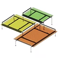 Sleek Modern Coffee Tables With Metal Frames And Green Orange Glass Tops