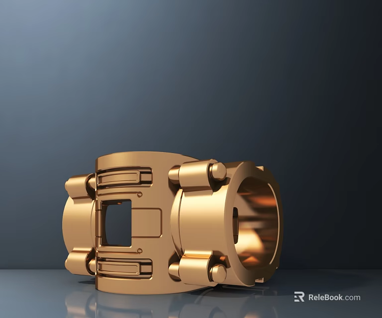 Golden Metal Hardware Tool With Bolt Design And Precision Mechanical Structure 3d model 
