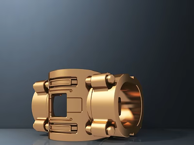 Golden Metal Hardware Tool With Bolt Design And Precision Mechanical Structure 3d model