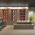 Tobacco and Liquor Store Interior With Shelves Alcohol Tobacco Products Bar Counter and Green Plants