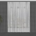 Gray Drapes and White Sheer Curtains Double Layer Design with Indoor Plant and Natural Light
