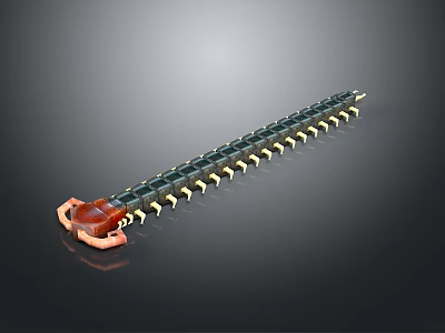 Sharp Metal Chainsaw Chain With Red Handle And Durable Cutting Teeth 3d model