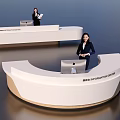 Modern White Curved Reception Desks For Information Center With Professional Staff