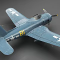 Vintage Blue Fighter Plane With Stars On Wings And Yellow B Mark