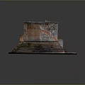 Ancient Architectural Model With Square Base Stepped Platform Top Opening And Carved Details