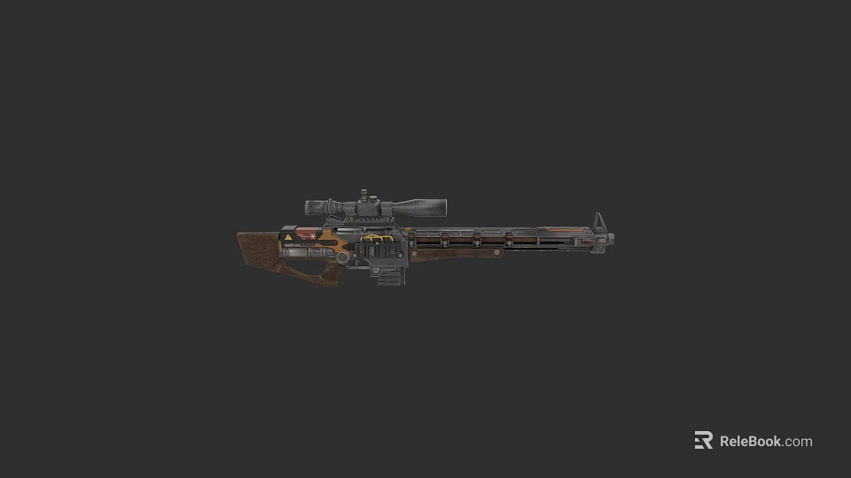 Tactical Rifle With Scope And Wooden Grip For Long Range Precision Shooting 3d model 