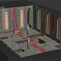Futuristic Ancient Stone Chamber With Glowing Runes Throne Pink Carpet And Ornate Columns