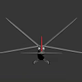 Gray Fighter Jet Model Featuring Wing Windows And Red White Blue Tail Fin On Dark Reflective Background