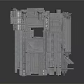 Gray Architectural Model With Intricate Doorway And Decorative Stone Details