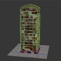 Red And Pink Block Composed Tower Structure On Square Platform Base