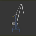 Industrial Tower Crane With Blue Base White Boom And Yellow Hook 3d model