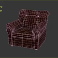 Stylish Red Upholstered Armchair With Comfortable Tufted Backrest And Plush Armrests