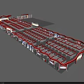 Chinese Style Tobacco And Alcohol Store With Red Flags Fortress Design And Cultural Elements