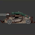 Futuristic Green And Red Combat Vehicle With Dual Large Cannons And Transparent Cockpit