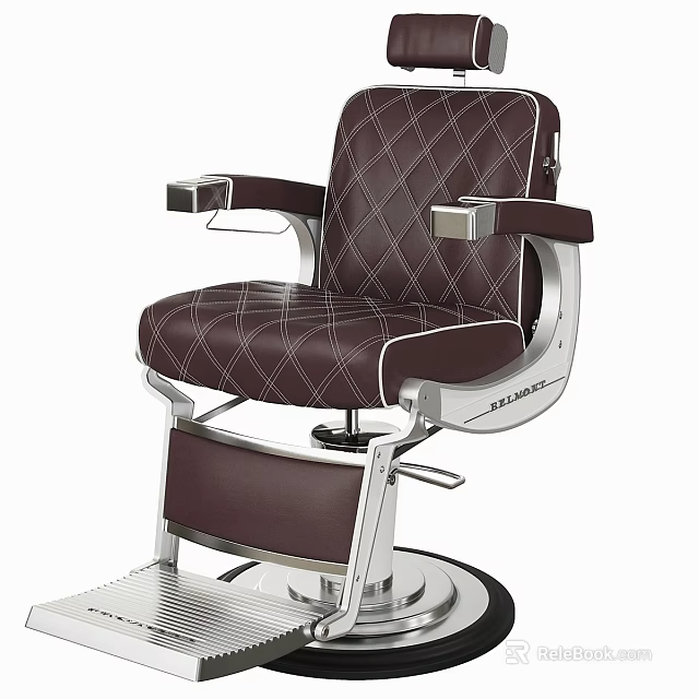 Medical Examination Chair With Brown Leather Diamond Pattern And Metal Frame 3d model 