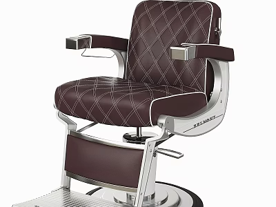 Medical Examination Chair With Brown Leather Diamond Pattern And Metal Frame 3d model