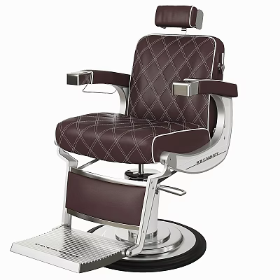 Medical Examination Chair With Brown Leather Diamond Pattern And Metal Frame 3d model