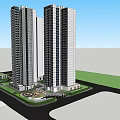 Modern High Rise Residential Complex With Green Areas And Road Planning