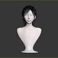 Game Movie Character Mannequin With White Torso Black Short Hair And Gray Background