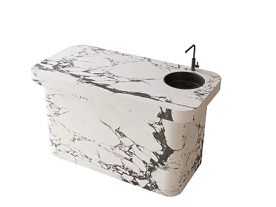 Elegant Marble Bathroom Vanity With Integrated Sink And Modern Faucet Design 3d model
