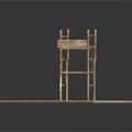 Wooden Scaffolding Structure With Platform And Ladder For Construction Use