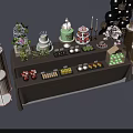 Elegant Dessert Table With Assorted Cakes Pastries Fresh Fruits Decorative Balloons Green Plants Birdcage