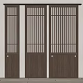 Modern Wooden Sliding Doors With Vertical Slat Design For Home Interior 3d model