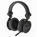 Black Over Ear Headphones With Soft Ear Cushions Adjustable Headband And Green Logo