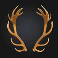 Pair of Symmetrical Brown Deer Antlers As Decorative Art Piece