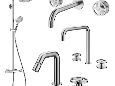Modern Bathroom And Kitchen Faucet Collection With Shower Head Handles And Spouts 3d model