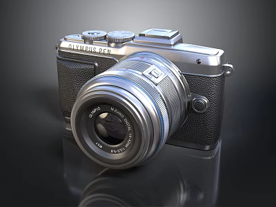 Olympus PEN Digital Camera With Vintage Leather Body And Zuiko Lens 3d model