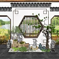 New Chinese style landscape sketch courtyard landscape 3d model